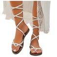 thumbnail image 2 of MKLEKYY Sandalias Planas Con Tiras En El Tobillo para Mujer, Tallas Grandes, 2 of 4