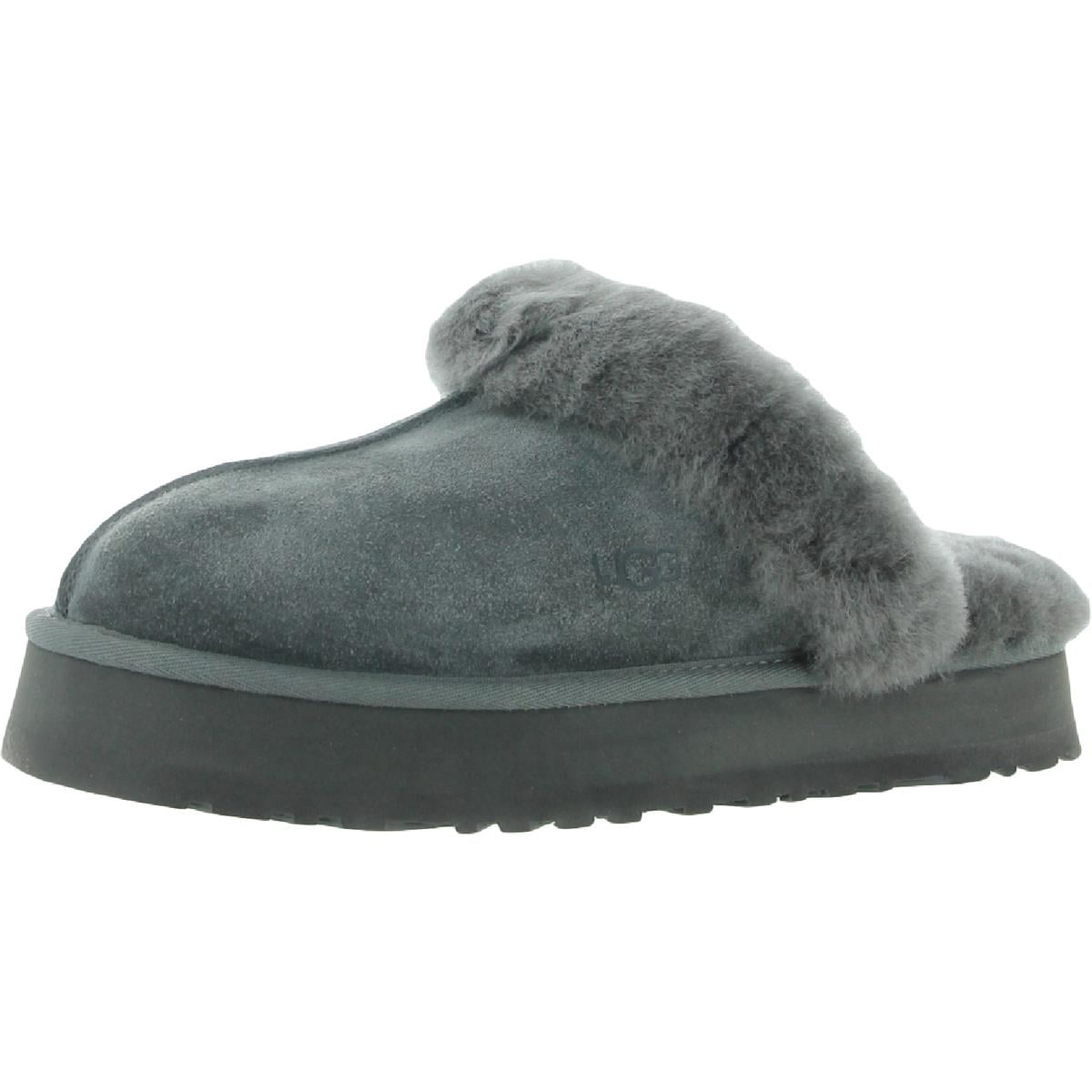 Ugg Disquette Women's Suede Slip-On Fur-Lined Chunky Slide