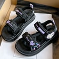 thumbnail image 6 of Staki Girls Sandals Summer Shoes Open Toe Elastic Back Strap Sandals Flat for Little Kids Big Kids Black,6.5 Big Kid, 6 of 9
