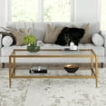 thumbnail image 4 of Evelyn&Zoe Hera 45" Wide Rectangular Coffee Table with Glass Shelf, Antique Brass, 4 of 8