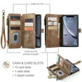 thumbnail image 5 of for iPhone XR Case Wallet for Women and Men, iPhone XR Case, PU Leather Magnetic Flip Strap Wristlet Zipper Card Holder Wallet Business Phone Cover for iPhone XR, Brown, 5 of 10