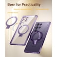 thumbnail image 3 of for Samsung Galaxy S24 Ultra Case with Magnetic Ring Stand,[Compatible with MagSafe][Military Drop Protection] Shockproof Protective Slim Phone Case for S24 Ultra, Clear Purple, 3 of 18