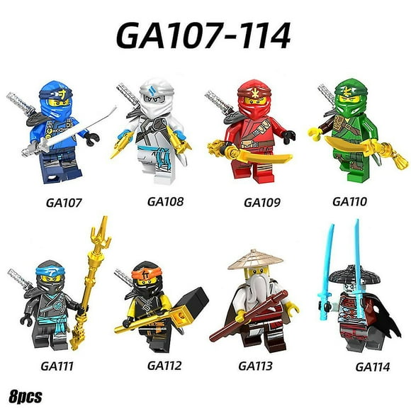 8 pieces of building bricks Ninjago series composite minifigure building brick set, mini action figure toy set