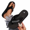 thumbnail image 2 of Xdegoge Flatform Sandals for Women Summer Flip Flops Thick Sole Wedge Thong Shoes Rhinestone Leaf Decoration Open Toe Lightweight Beach Walking Footwear Casual Slides, 2 of 9