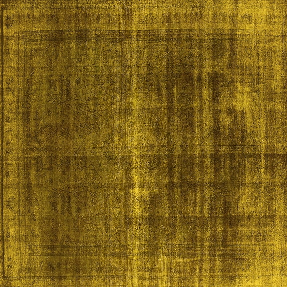 Ahgly Company Indoor Square Oriental Yellow Industrial Area Rugs, 3' Square