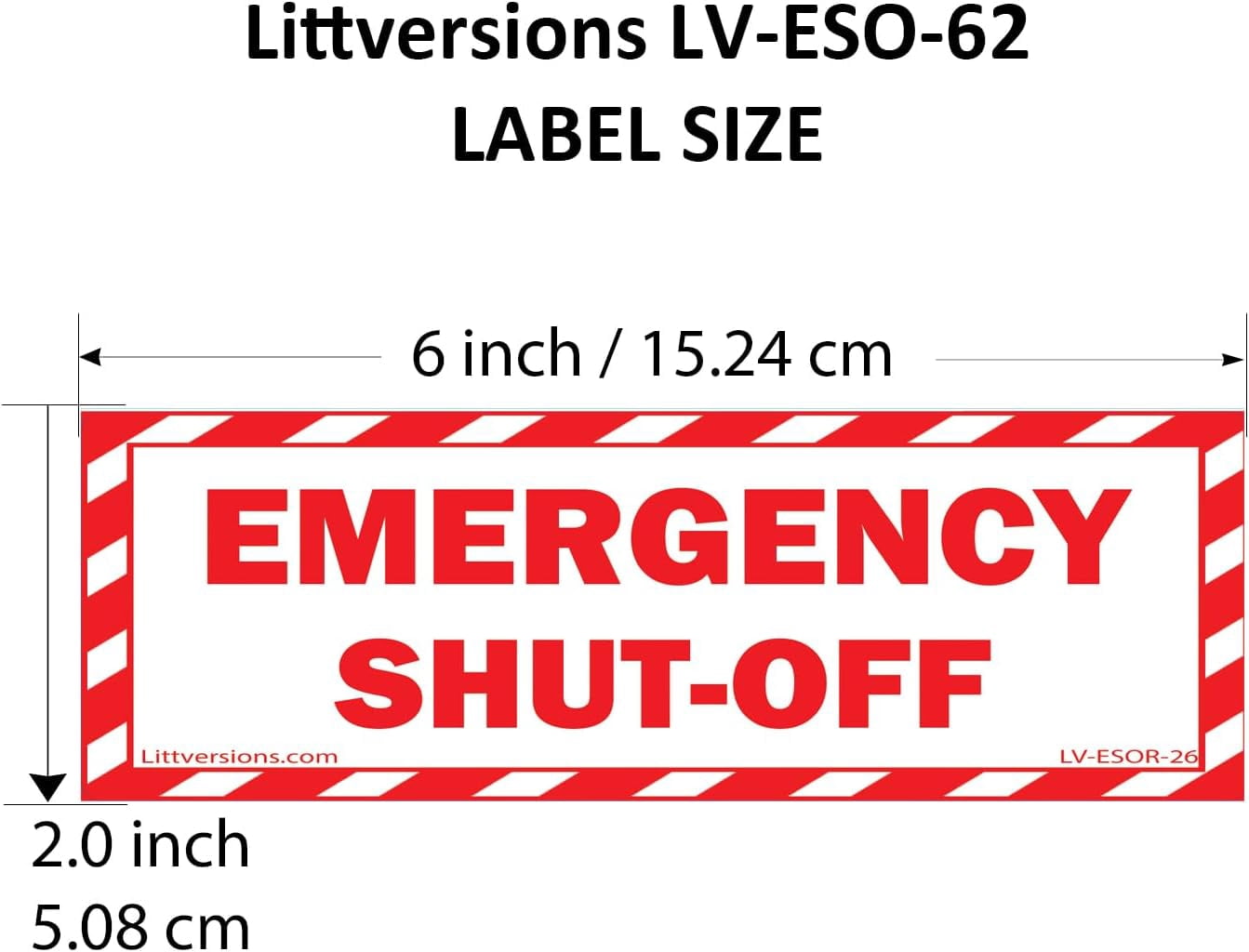 6" x 2" EMERGENCY SHUT-OFF Fuel Switch Label Warning Safety Sign Sticker Electrical Panel Vinyl Whte