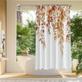 thumbnail image 6 of 1 Shower Curtain*2 Orange Botanical Leaves Kitchen Window Curtains Over Farmhouse Flower Fall Small Window Cafe Short Curtains for Bathroom Tier Drapes, 6 of 6