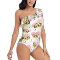 thumbnail image 5 of Balery Avocado Lovers One Shoulder Swimsuits for Women Ruffle Swimsuits Tummy Control One Shoulder Bathing Suits-Small, 5 of 8
