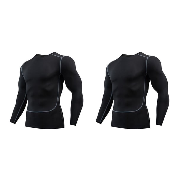 Jumpingount Ropa interior térmica para hombre, medias elásticas deportivas de secado rápido, ropa deportiva de manga larga para correr en Nuevo estilo,L 2piezas