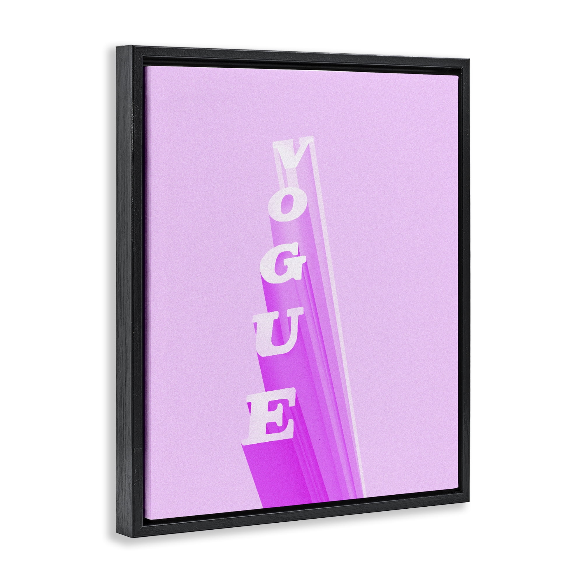 Stupell Industries Pink Vertical Glam Lettering Black Framed Floater Canvas Wall Art, design by Ziwei Li