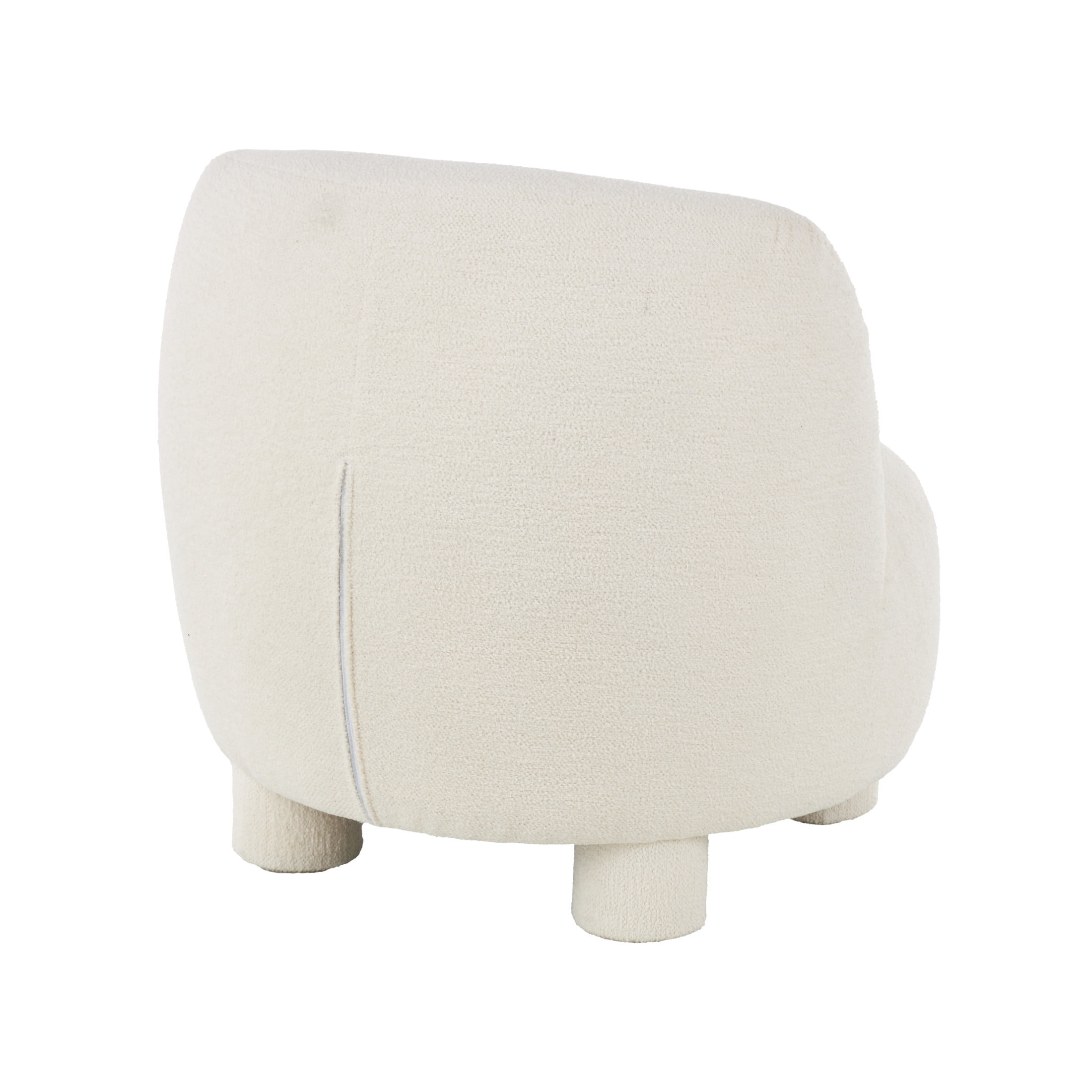 DecMode Polyester Rounded Barrel Lounge Chair, Cream