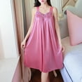 thumbnail image 4 of Lady Pajamas Solid Color Smooth Lace Patchwork Night Dress for Wedding Night, 4 of 7