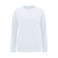 thumbnail image 6 of Endives Women's Long Sleeve Shirts Round Neck Womens Tops Solid Color Basic Tee T Shirts Streetwear Outerwear S-5XL White, 6 of 7