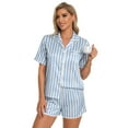 thumbnail image 5 of DAKIMOE Womens Silk Satin Pajamas Short Sleeve Loungewear Two-Piece Sleepwear Button-Down Pj Set, 5 of 6