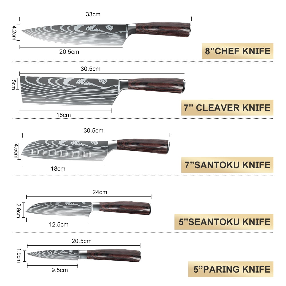 5-piece knife set professional chef knife set with gift box, high carbon stainless steel, perfect for home or restaurant holiday gifts