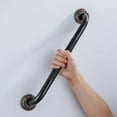 12-Inch Grab Bar Featuring Anti-Slip Handrail, Solid Brass, Oil Rubbed ...