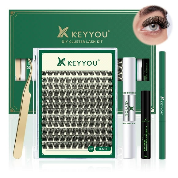 Kit de extensión de pestañas DIY KEYYOU, 144 piezas, Lash Clusters Y01