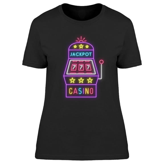Slot Machine Neon Design T-Shirt Women -Image by Shutterstock, Female XX-Large