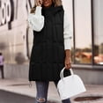thumbnail image 2 of HOWPAY Long Puffer Vest Women Lightweight Sleeveless Quilted Packable Puffy Jacket Casual Zip up Hooded Solid Color Coat with Pockets Warm Winter Outerwear Black L, 2 of 4
