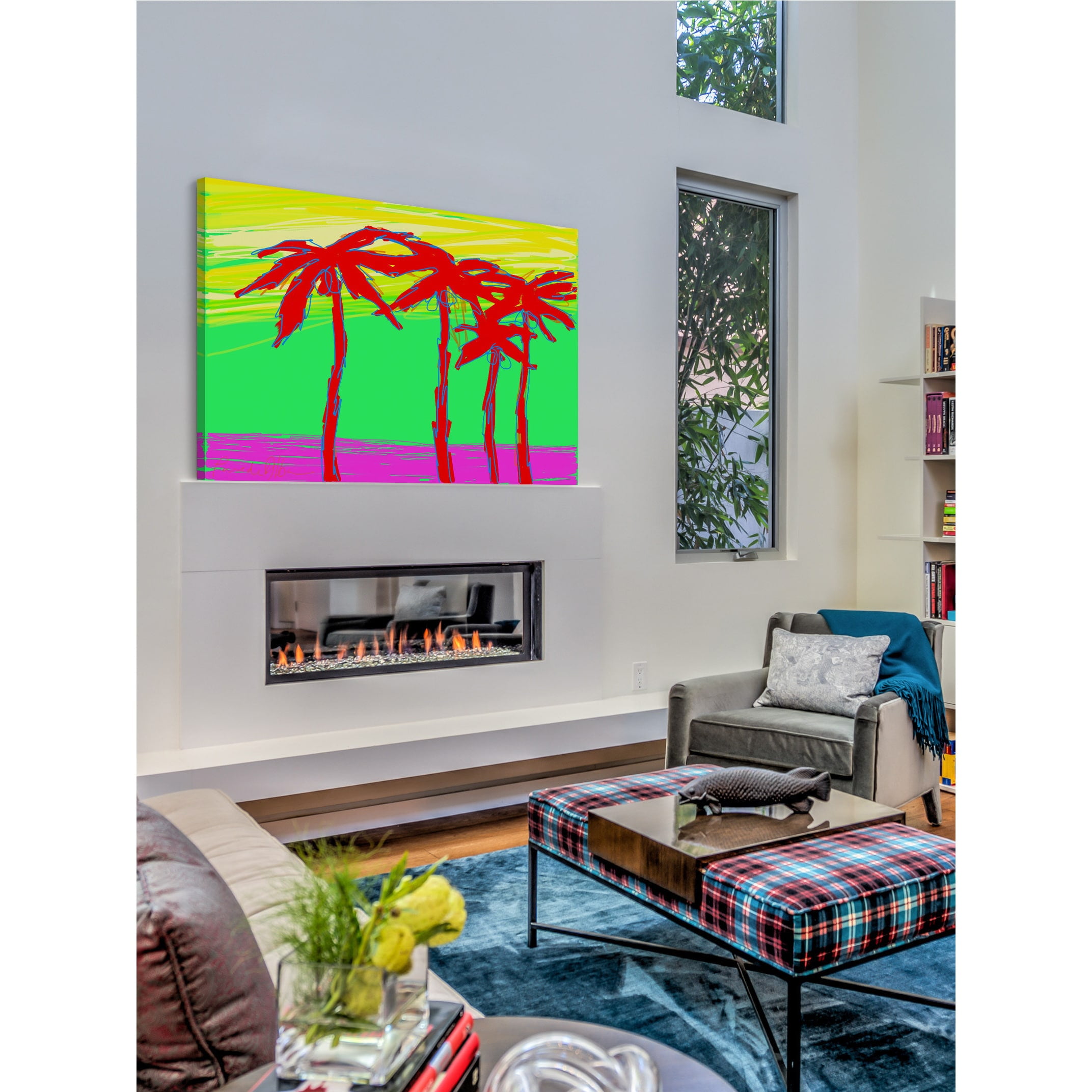 Marmont Hill "California Palms 2" by Arthur Pina Painting Print on Wrapped Canvas