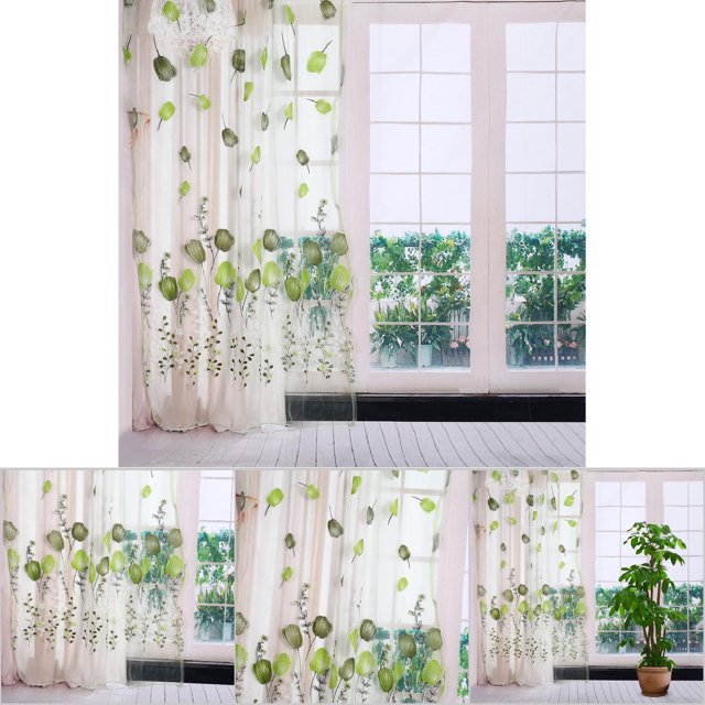 Cortina Transparente Con Estampado De Tulipanes De Colores, Ambiente Fresco, Fácil Instalación Para Dormitorio, Sala De Estar, Balcón, Hotel, Poliéster