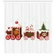 thumbnail image 3 of Ambesonne Christmas Shower Curtain, Gingerbread Train, 69"Wx84"L, White Brown Vermilion, 3 of 3