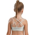 thumbnail image 3 of inhzoy Kids Girls Metallic Cross Back Dance Crop Top Spaghetti Strap Cami Gymnastics Skating Athletic Sports Bra Silver 12, 3 of 6