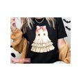 thumbnail image 1 of Cute Ghost Shirt Comfort Colors, Coquette Halloween Shirt, October Vibes Shirt for Women Oversized Crewneck Tee, 1 of 7