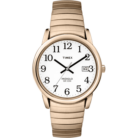 Timex Men's Easy Reader 35mm Watch – Gold-Tone Case White Dial with Gold-Tone Tapered Expansion Band