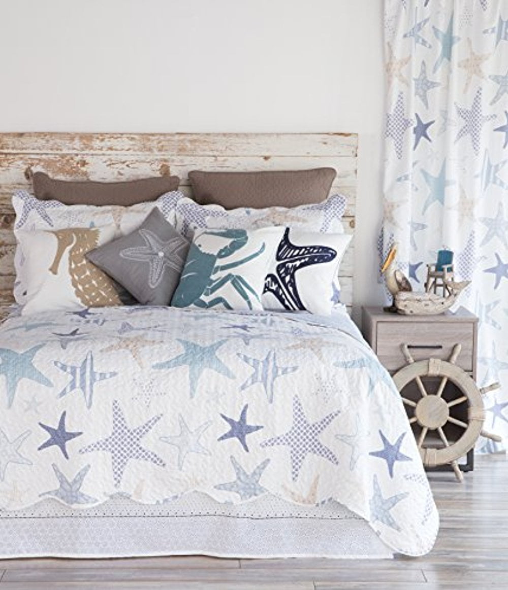 North End Décor Starfish Reef Coastal Quilt set, Queen/Full 3Piece