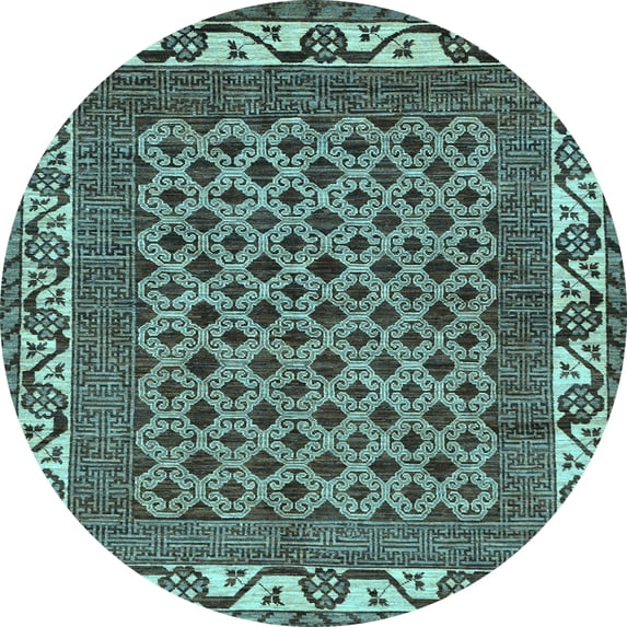 Ahgly Company Indoor Round Southwestern Light Blue Country Area Rugs, 6' Round