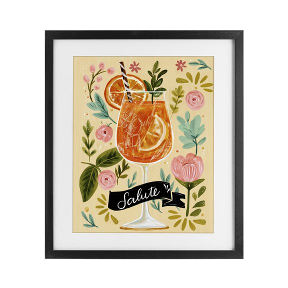 Stupell Industries Eclectic Salute Citrus Cocktail Black Framed Print Under Glass, 13 x 16, by Yen