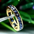 thumbnail image 4 of 2.00Ct Round Cut Simulated Blue Sapphire Anniversary Men's Band Ring 14K Yellow Gold Plated 925 Sterling Silver For Him, 4 of 4