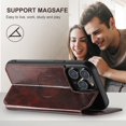 thumbnail image 5 of ELEHOLD for iPhone 16 Pro Wallet Case Premium Leather with Card Slots Kickstand Function Magnetic Absorption Compatible with Mag Safe Charging Shockproof Protective Case,Brown, 5 of 6