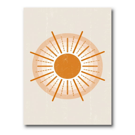 Designart ' Orange Radiant Sun II ' Modern Canvas Wall Art Print