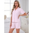 thumbnail image 2 of DARING DIVA Women's Solid Pajama Sets Short Sleeves Cute Soft Elastic M Light Purple, 2 of 7