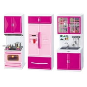 Qionma Simulation Kitchen Set Children Pretend Play Cooking Cabinet Tools for Girl