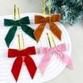 thumbnail image 4 of 24Pcs Red Velvet Ribbon Bows Christmas Tree Ornaments – 3x3" Xmas Decorations for Trees, Wreaths, Home, Party, Front Door, Holiday Decor, Pink, Bows & Ribbons, 4 of 9