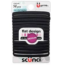 Scunci No Damage - Flat Design - Hair Ties Black (Pack of 5)