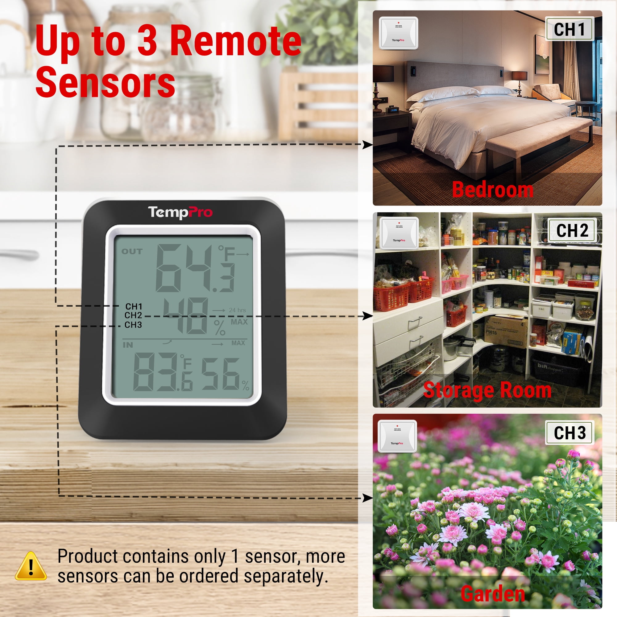 TempPro TP60SW Digital Hygrometer Indoor Outdoor Thermometer Wireless Temperature and Humidity Gauge Monitor Room Thermometer (Formerly ThermoPro)