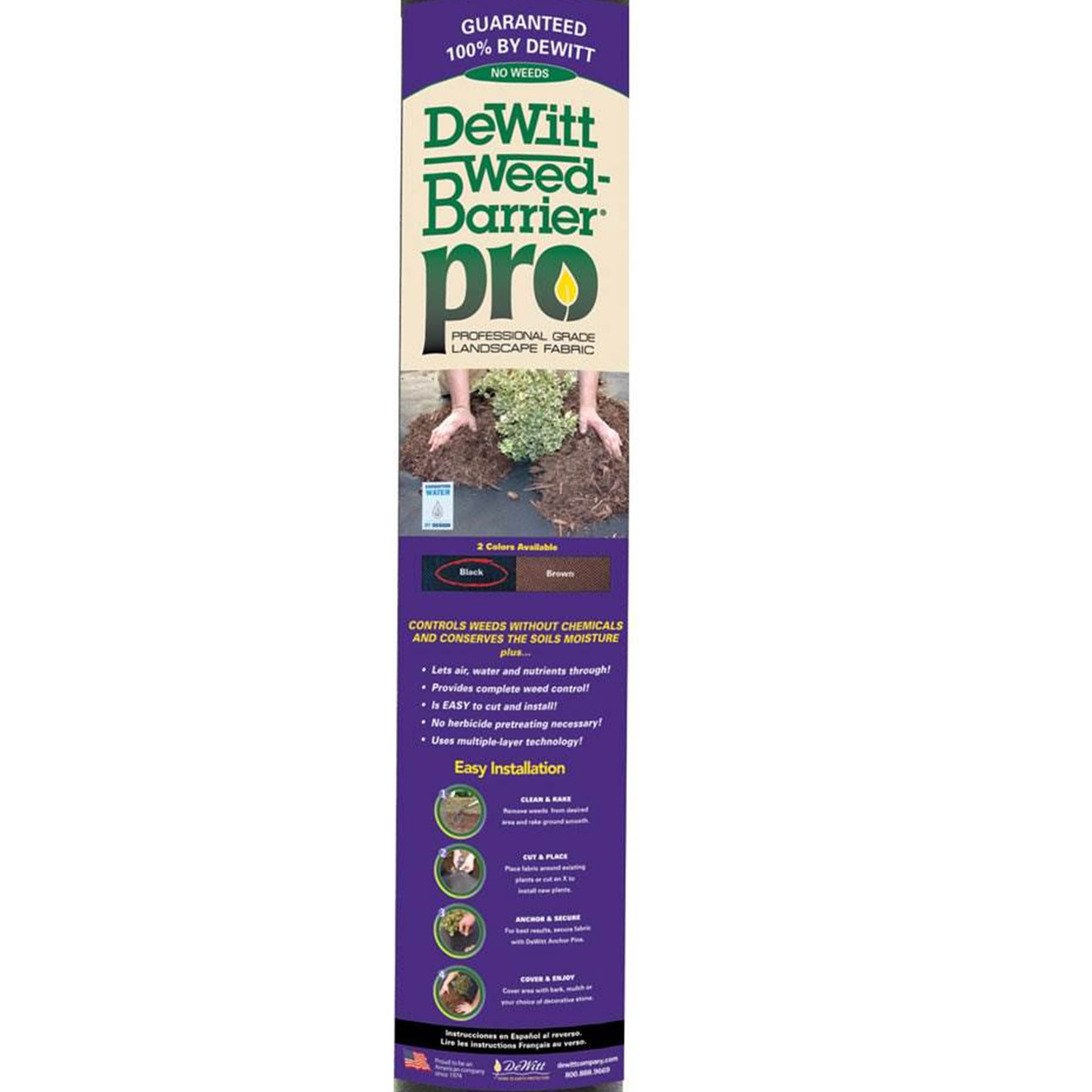 DeWitt 30 Year Professional Weed Control Barrier Fabric 3 oz, Black, 4 x 100 Feet