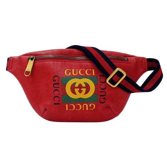 Pre-Owned Gucci handbag for women and men, brand name, body bag, waist Sherry leather, red,...