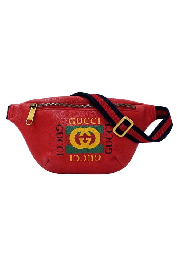 Pre-Owned Gucci handbag for women and men, brand name, body bag, waist Sherry leather, red,...
