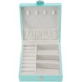 thumbnail image 1 of ZOUSSIQI Travel Jewelry Box, Small Travel Jewelry Boxes, Portable Jewelry Organizer Display, Leather Small Jewelry Organizer, Mini Jewelry Travel Case for Earring, Necklace, Rings (Blue) CA919-57972, 1 of 9