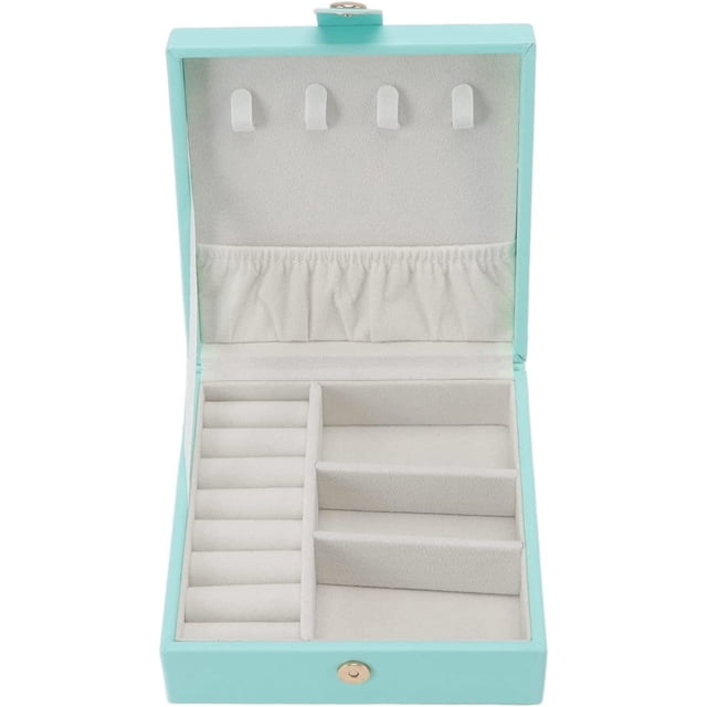 ZOUSSIQI Travel Jewelry Box, Small Travel Jewelry Boxes, Portable Jewelry Organizer Display, Leather Small Jewelry Organizer, Mini Jewelry Travel Case for Earring, Necklace, Rings (Blue) CA919-57972