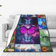 thumbnail image 3 of Butterfly Blanket Butterfly Floral Throw Blankets Cozy Fleece Flannel Blanket Soft Warm Plush Lightweight Bedding Blanket Blue Butterflies Gift for Women Teen Girls Kids for Couch Sofa Bed 60"X80", 3 of 6