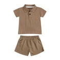 thumbnail image 1 of Zpanxa Girls Summer Outfits Solid Color Short Sleeve V Neck Shirt and Shorts Set 6 Years, 1 of 7