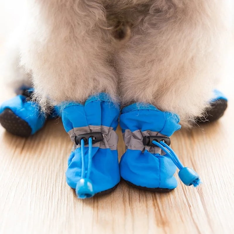 4Pcs/Set Pet Winter Warm Soft Cashmere Anti Skid Rain Shoes for Dog Pet