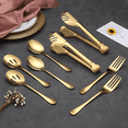 thumbnail image 2 of ReaNea Gold Flatware Serving Set of 8 Pieces, Silverware Serving Utensils Large Spoon Set, 2 of 10