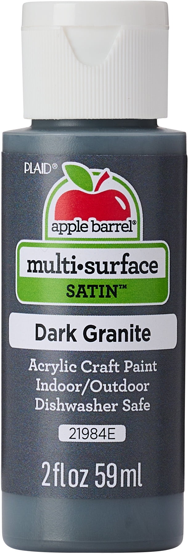 (4 pack) Apple Barrel Multi Surface Craft Paint, Satin Finish, Dark Granite, 2 fl oz